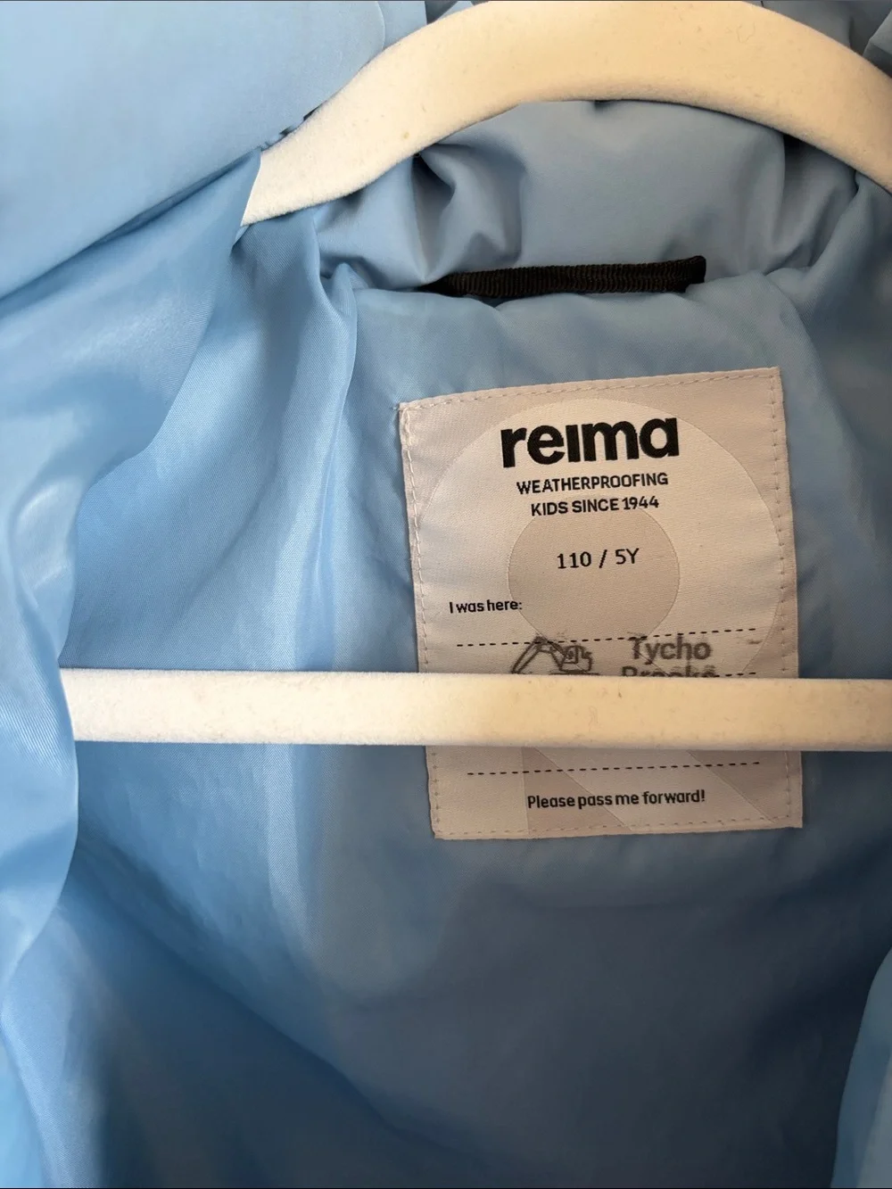 Paimio Reima waterproof down puffer, size 110/5T (US)
